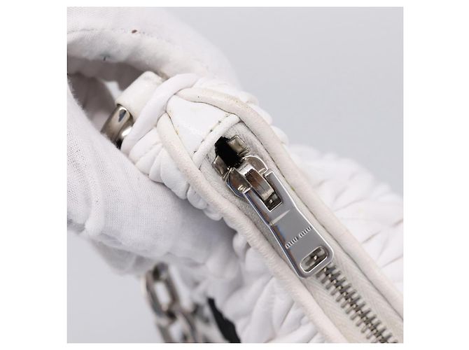Sac à main Miu Miu en cuir 2way Blanc Argent Auth 167717SAM Argenté - vue 20