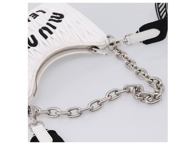 Sac à main Miu Miu en cuir 2way Blanc Argent Auth 167717SAM Argenté - vue 7
