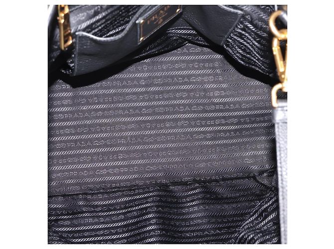 Bolso de mano PRADA de cuero 2way Negro Tono Dorado Auth 207702V - vista 11