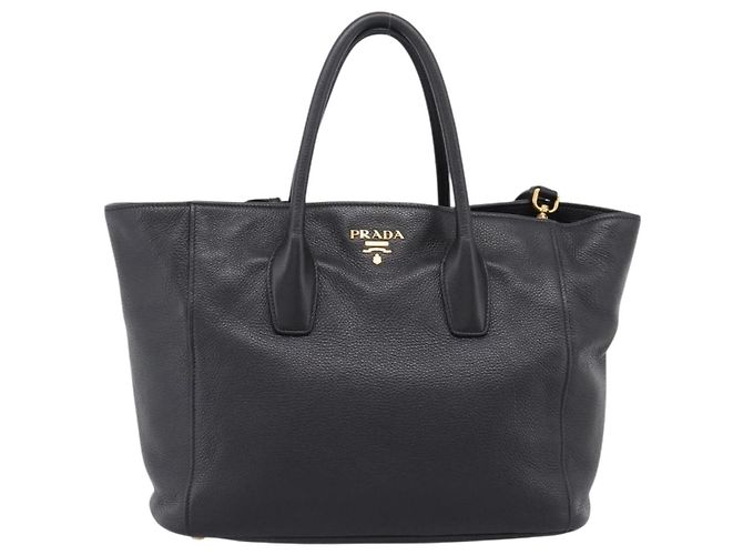 Bolso de mano PRADA de cuero 2way Negro Tono Dorado Auth 207702V - vista 13