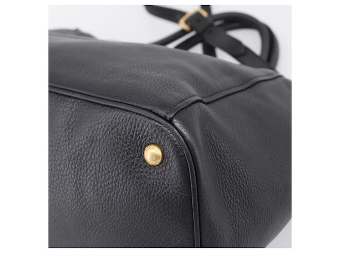 Bolso de mano PRADA de cuero 2way Negro Tono Dorado Auth 207702V - vista 17