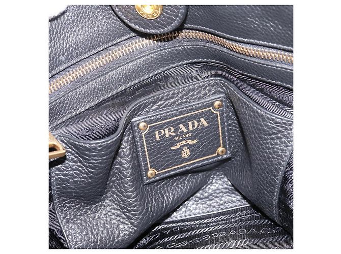 Bolso de mano PRADA de cuero 2way Negro Tono Dorado Auth 207702V - vista 19