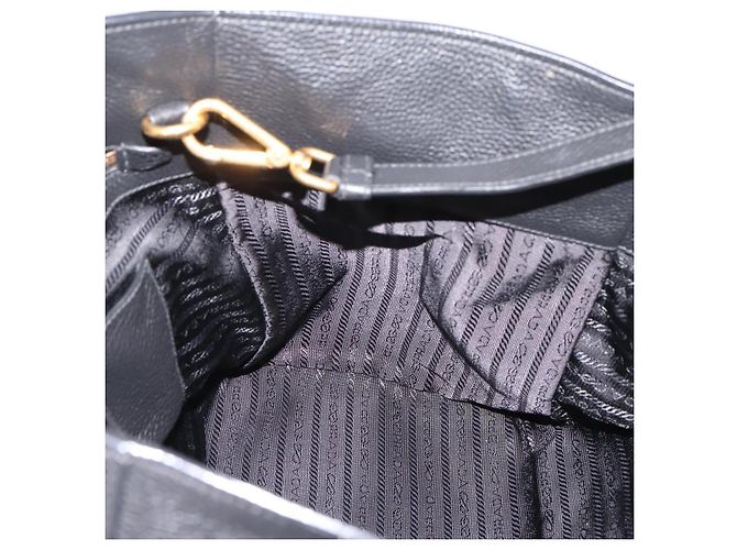 Bolso de mano PRADA de cuero 2way Negro Tono Dorado Auth 207702V - vista 20