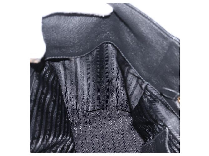 Bolso de mano PRADA de cuero 2way Negro Tono Dorado Auth 207702V - vista 21