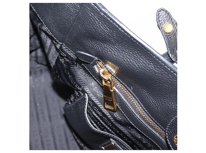 Bolso de mano PRADA de cuero 2way Negro Tono Dorado Auth 207702V - vista 22