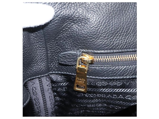 Bolso de mano PRADA de cuero 2way Negro Tono Dorado Auth 207702V - vista 24