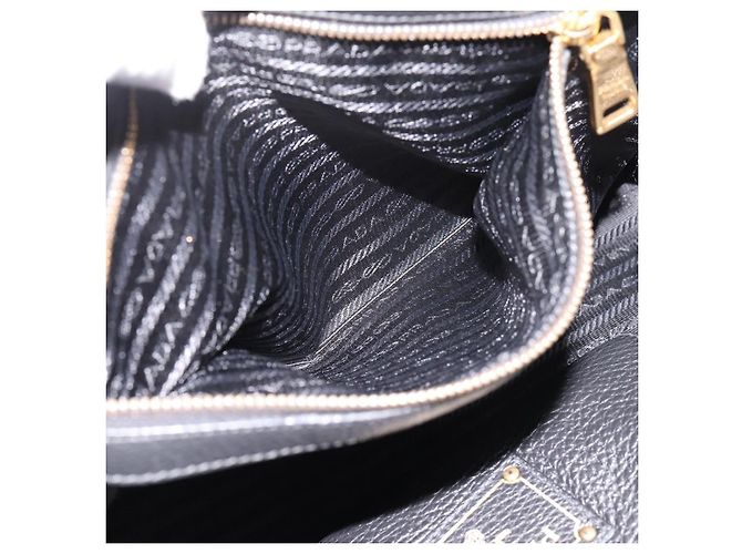 Bolso de mano PRADA de cuero 2way Negro Tono Dorado Auth 207702V - vista 25