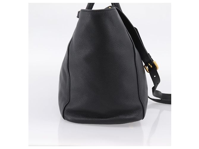 Bolso de mano PRADA de cuero 2way Negro Tono Dorado Auth 207702V - vista 3