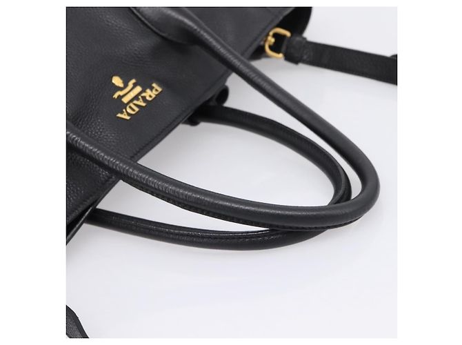 Bolso de mano PRADA de cuero 2way Negro Tono Dorado Auth 207702V - vista 7