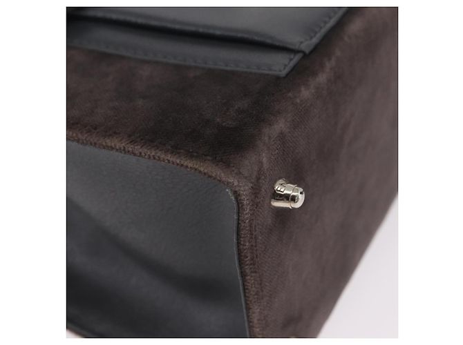 Sac à main FENDI Velor 2way Navy Silver Auth bs37478 Argenté Bleu Marine - vue 17