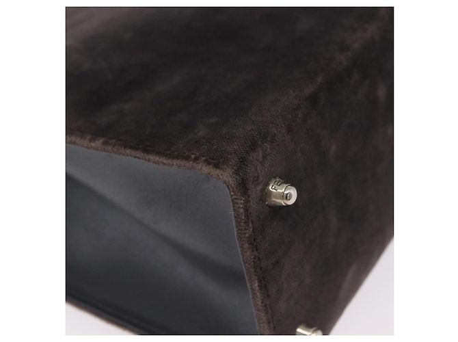 Sac à main FENDI Velor 2way Navy Silver Auth bs37478 Argenté Bleu Marine - vue 19