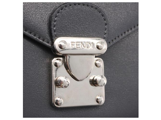 Sac à main FENDI Velor 2way Navy Silver Auth bs37478 Argenté Bleu Marine - vue 21