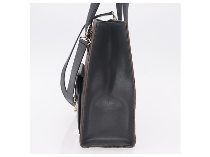Sac à main FENDI Velor 2way Navy Silver Auth bs37478 Argenté Bleu Marine - vue 4