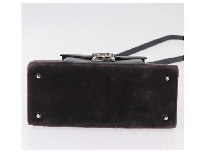Sac à main FENDI Velor 2way Navy Silver Auth bs37478 Argenté Bleu Marine - vue 6