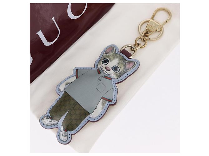 GUCCI Micro GG Supreme Yuko Higuchi Charm PVC Gray Gold Auth 204532M Braun Golden - Ansicht 8