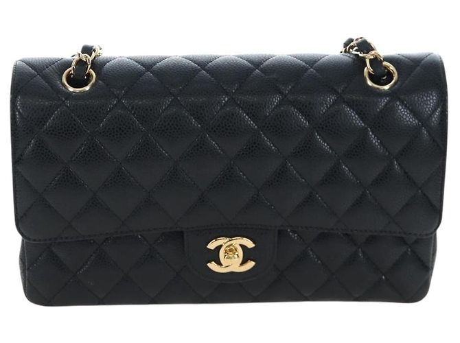 Borsa a tracolla CHANEL Chain Matelasse 25 Pelle Caviar Nero Oro CC Auth BA16029SV D'oro - vista 13