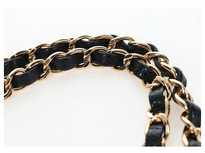 Borsa a tracolla CHANEL Chain Matelasse 25 Pelle Caviar Nero Oro CC Auth BA16029SV D'oro - vista 14