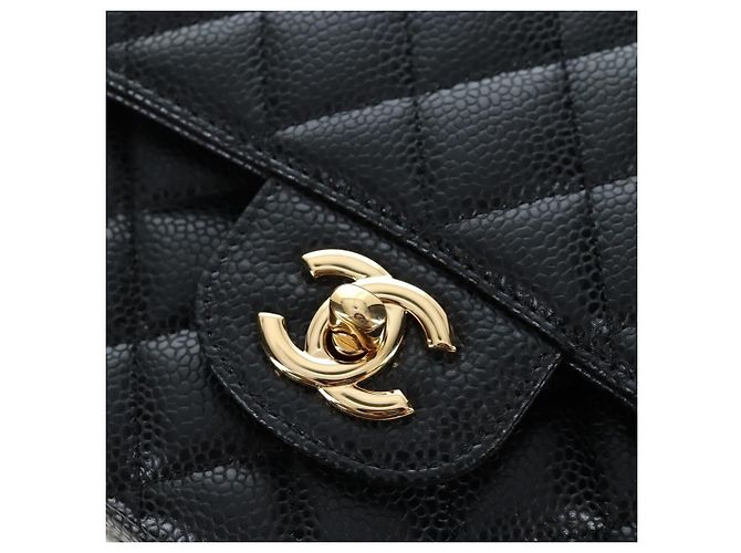Borsa a tracolla CHANEL Chain Matelasse 25 Pelle Caviar Nero Oro CC Auth BA16029SV D'oro - vista 19