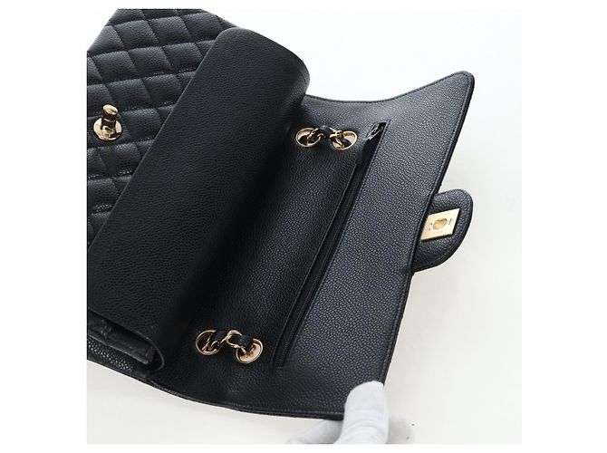 Borsa a tracolla CHANEL Chain Matelasse 25 Pelle Caviar Nero Oro CC Auth BA16029SV D'oro - vista 20
