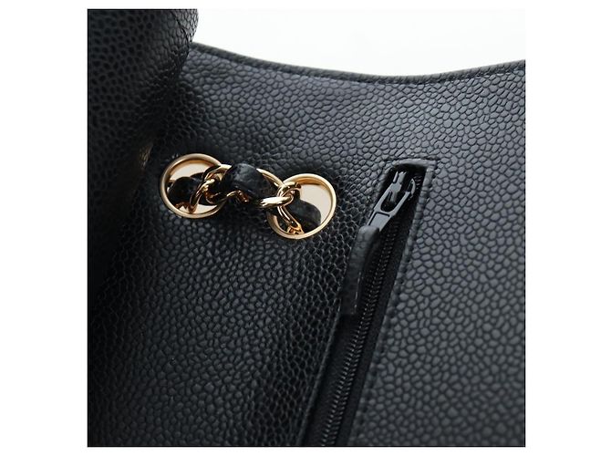 Borsa a tracolla CHANEL Chain Matelasse 25 Pelle Caviar Nero Oro CC Auth BA16029SV D'oro - vista 22