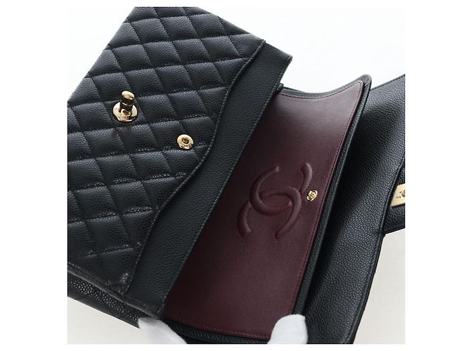 Borsa a tracolla CHANEL Chain Matelasse 25 Pelle Caviar Nero Oro CC Auth BA16029SV D'oro - vista 24