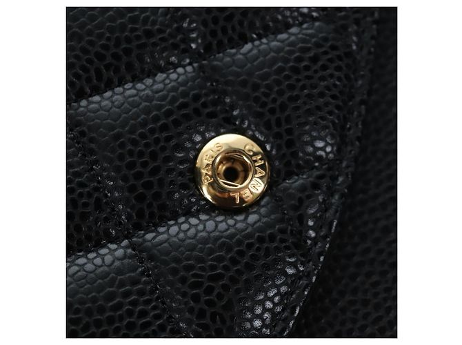 Borsa a tracolla CHANEL Chain Matelasse 25 Pelle Caviar Nero Oro CC Auth BA16029SV D'oro - vista 25