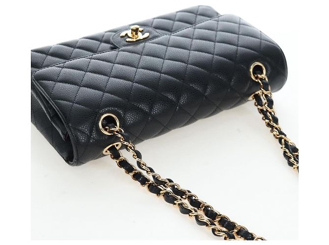 Borsa a tracolla CHANEL Chain Matelasse 25 Pelle Caviar Nero Oro CC Auth BA16029SV D'oro - vista 6