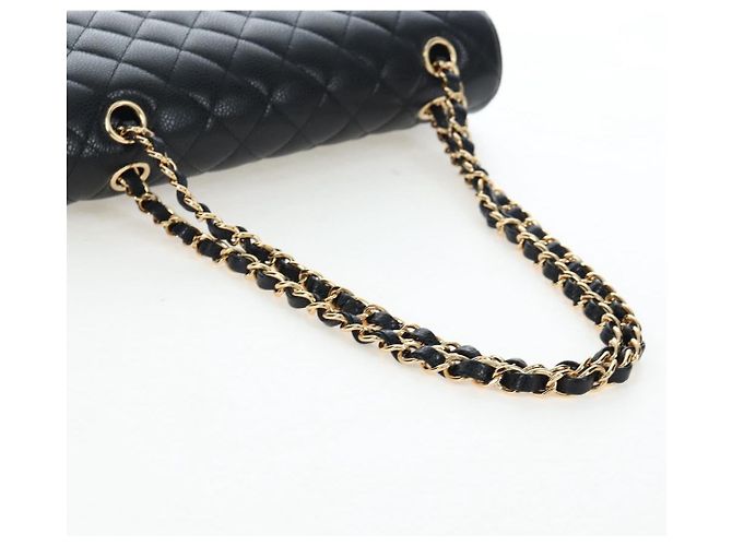 Borsa a tracolla CHANEL Chain Matelasse 25 Pelle Caviar Nero Oro CC Auth BA16029SV D'oro - vista 7