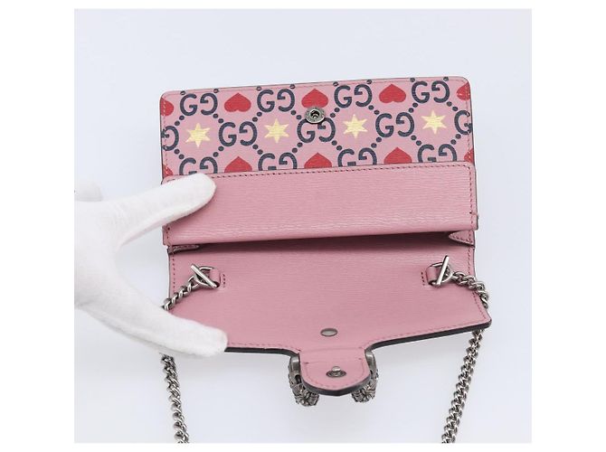 Borsa a tracolla con catena GUCCI Dionysus Pelle Rosa Argento 476432 Auth 207694SAM - vista 20