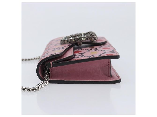 Borsa a tracolla con catena GUCCI Dionysus Pelle Rosa Argento 476432 Auth 207694SAM - vista 4