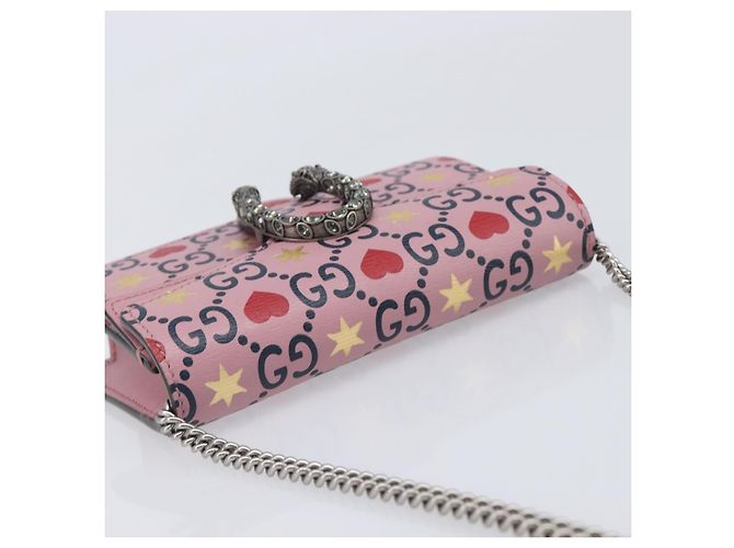 Borsa a tracolla con catena GUCCI Dionysus Pelle Rosa Argento 476432 Auth 207694SAM - vista 6