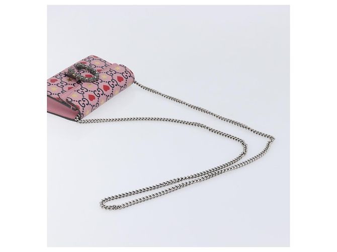 Borsa a tracolla con catena GUCCI Dionysus Pelle Rosa Argento 476432 Auth 207694SAM - vista 7