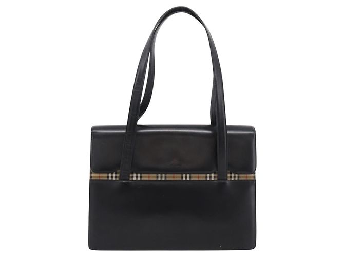 Burberrys Tote Bag Leder Schwarz Silber Auth bs37491 - Ansicht 13