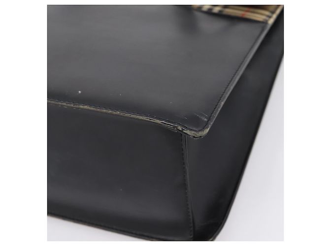 Burberrys Tote Bag Leder Schwarz Silber Auth bs37491 - Ansicht 14