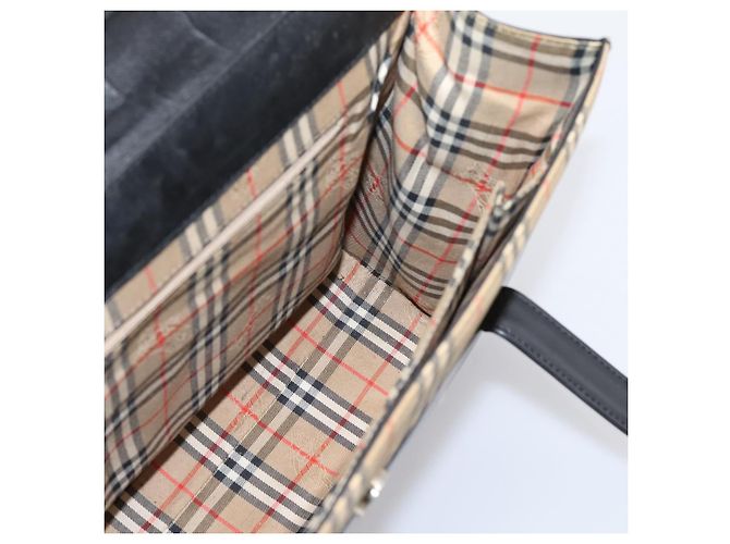 Burberrys Tote Bag Leder Schwarz Silber Auth bs37491 - Ansicht 18