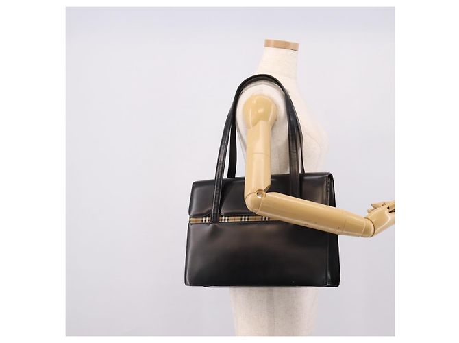 Burberrys Tote Bag Leder Schwarz Silber Auth bs37491 - Ansicht 23