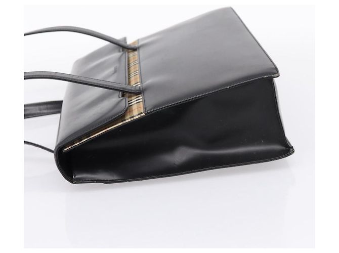 Burberrys Tote Bag Leder Schwarz Silber Auth bs37491 - Ansicht 3