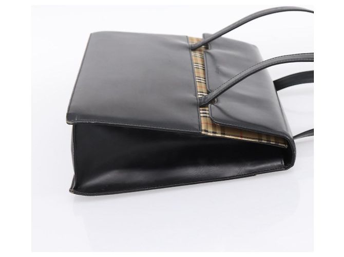 Burberrys Tote Bag Leder Schwarz Silber Auth bs37491 - Ansicht 4