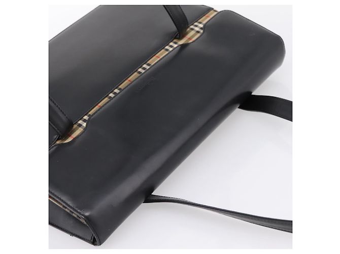 Burberrys Tote Bag Leder Schwarz Silber Auth bs37491 - Ansicht 6