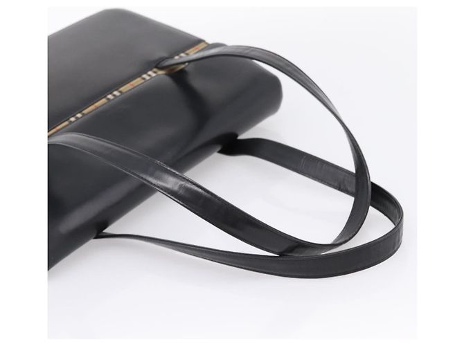 Burberrys Tote Bag Leder Schwarz Silber Auth bs37491 - Ansicht 7