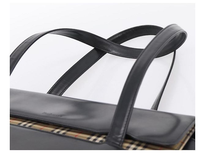Burberrys Tote Bag Leder Schwarz Silber Auth bs37491 - Ansicht 8
