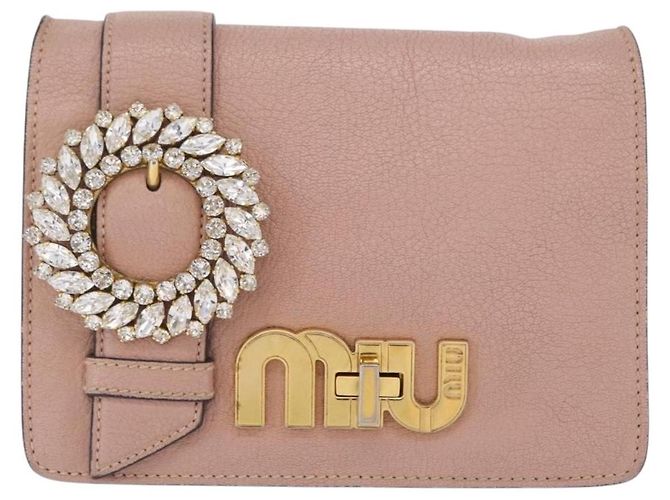 Bolsa de Ombro com Corrente Miu Miu em Couro Rosa Dourado Auth 202534A - vista 13