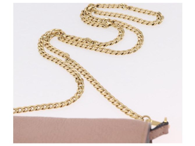 Bolsa de Ombro com Corrente Miu Miu em Couro Rosa Dourado Auth 202534A - vista 14