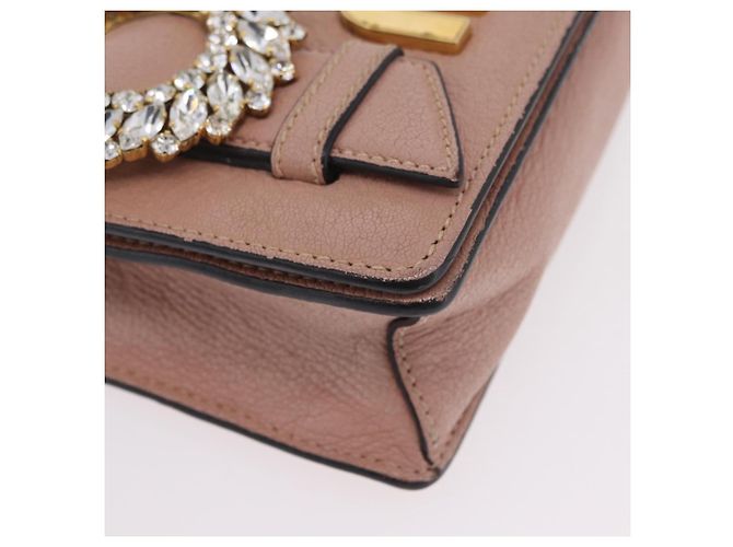 Bolsa de Ombro com Corrente Miu Miu em Couro Rosa Dourado Auth 202534A - vista 15