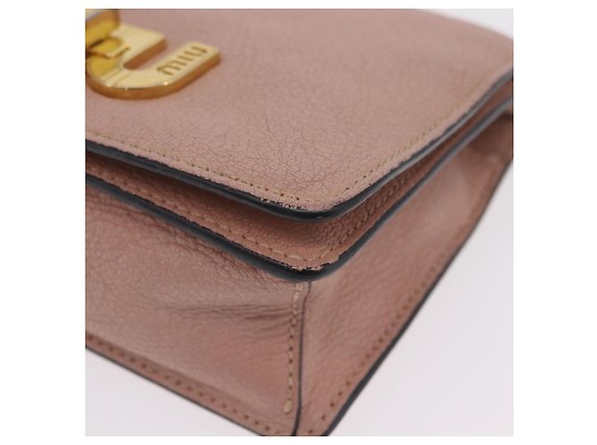 Bolsa de Ombro com Corrente Miu Miu em Couro Rosa Dourado Auth 202534A - vista 16