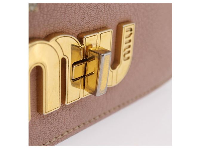 Bolsa de Ombro com Corrente Miu Miu em Couro Rosa Dourado Auth 202534A - vista 21