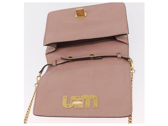 Bolsa de Ombro com Corrente Miu Miu em Couro Rosa Dourado Auth 202534A - vista 22