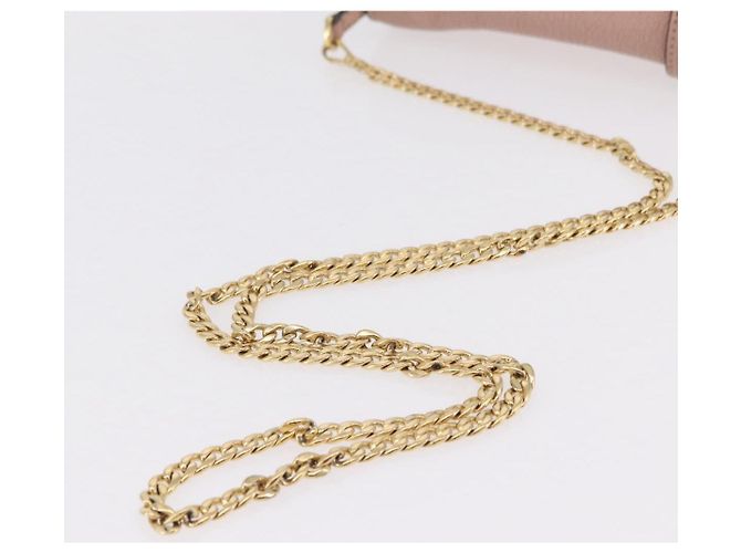 Bolsa de Ombro com Corrente Miu Miu em Couro Rosa Dourado Auth 202534A - vista 8