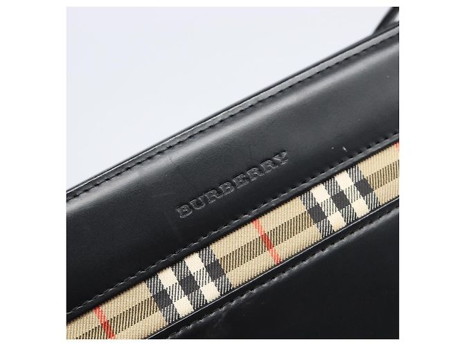 Sac à bandoulière BURBERRY en cuir noir argent Auth 206789A Argenté - vue 17