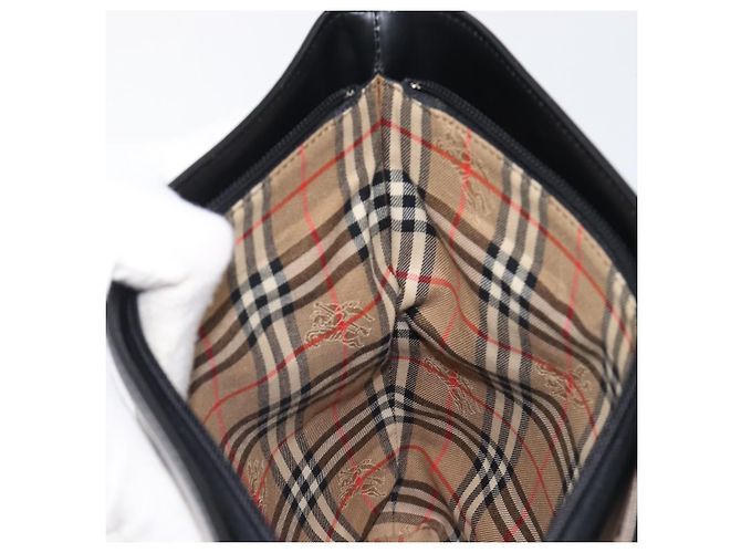 Sac à bandoulière BURBERRY en cuir noir argent Auth 206789A Argenté - vue 20